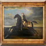 A10. Equestrian painting in a 19th century style. Signed Harris. Canvas: 20”h x 24”w